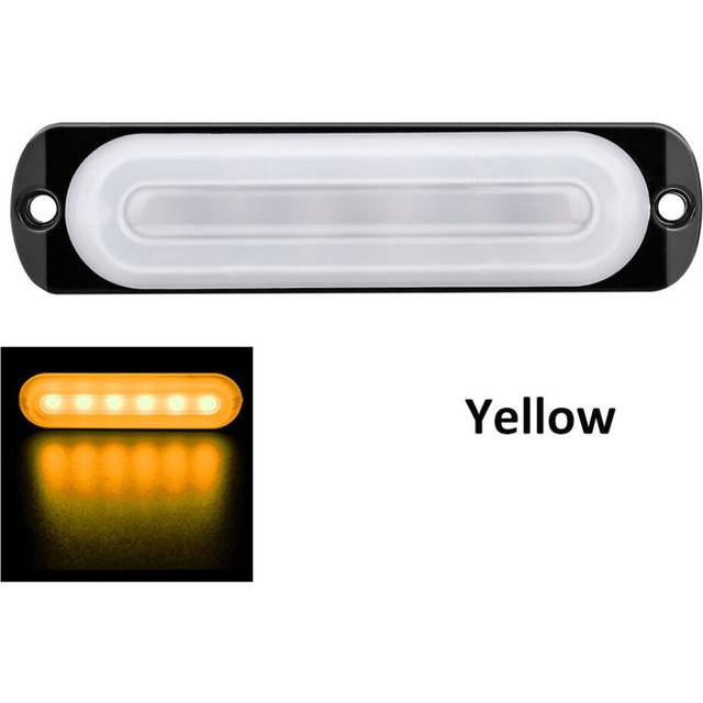 (Yellow) 12V-24V 18W 6 LED Strobe Side Light Guide Lamp For Truck Car RV Boat