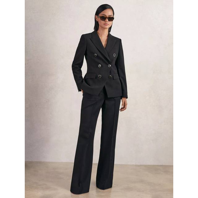 Reiss Reiss Black Lia Wool-Blend Double-Breasted Blazer