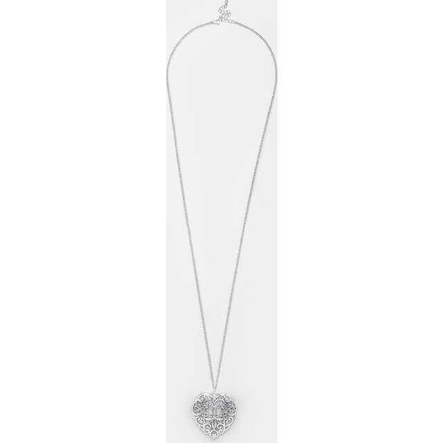 Yours Silver Tone Filigree Heart Long Necklace Size One Size