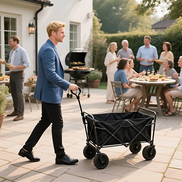 TEMU Heavy Duty Garden Wagon Cart - Mdf Base & | 220lb Capacity | Portable Foldable