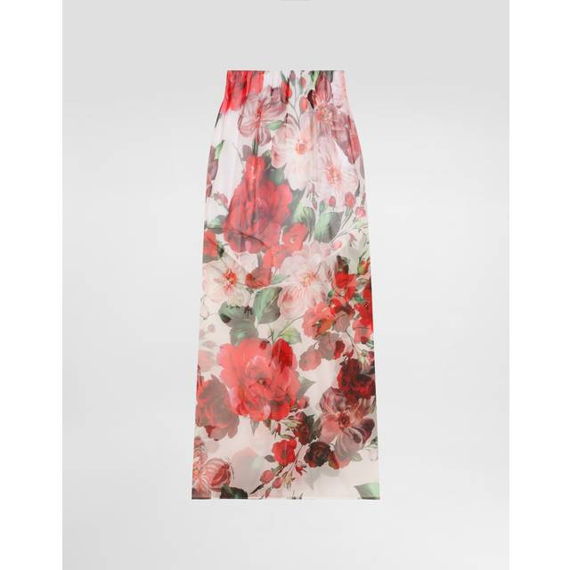 Bouquet Rose Chiffon Sheer Midi Skirt - PATTERN - 42 IT (6 US)