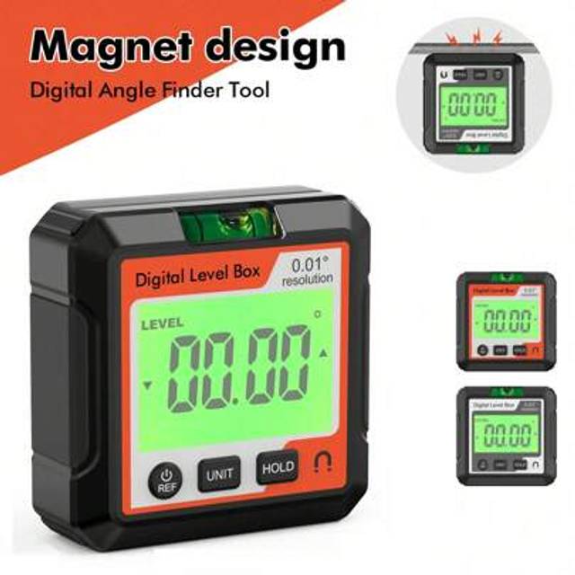 SHEIN Digital Protractor Magnet Inclinometer Level Angle Finder With LCD Backlight Angle Ruler Measuring Tool