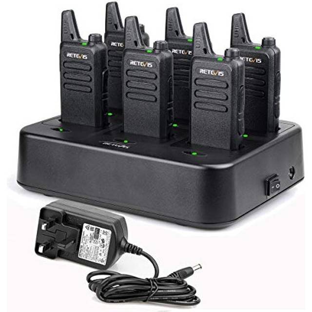 RT622 Walkie Talkie PMR446 Mini 2 Way Radio Rechargeable with 6 Way Charger Portable License Free VOX Professional Walkie Talkies for Adults School