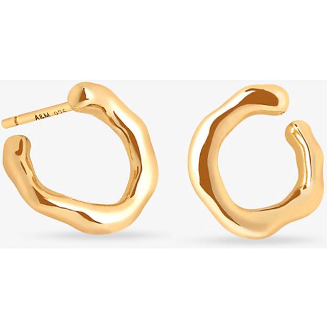 Womens Astrid & Miyu Molten Orbit Small 18ct Yellow Gold-Plated Sterling-Silver Hoop Earrings
