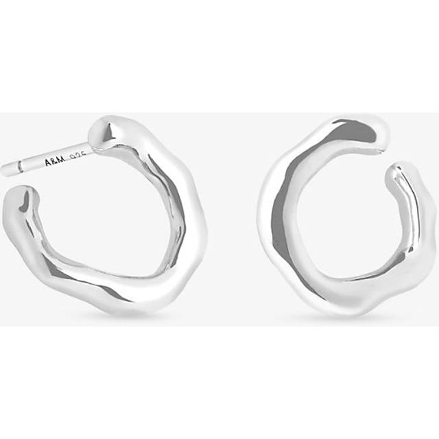 Womens Astrid & Miyu Molten Orbit Small Rhodium-Plated Sterling-Silver Hoop Earrings