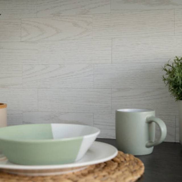 WallPops Luxury Self Adhesive Vinyl Wall Tiles FAUX WOOD WHITE WASH - Pack Of 4 Tiles (0.28sqm)