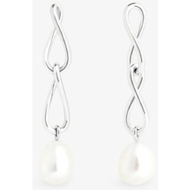 Womens Astrid & Miyu Infinite 18ct Yellow Gold-Plated Sterling-Silver and Freshwater-Pearl Drop Earrings