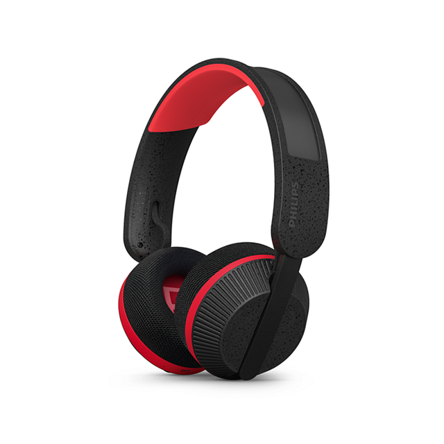 Philips TAA6219BK Bluetooth Sporthörlurar 6000-serien med Solenergiladdning, 80 timmars Batterireserv, Perfekta för Träning, Löpning och Andra Sporter - Svart och Röd