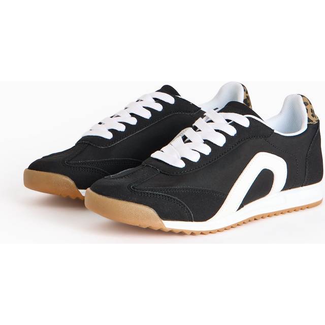 Black With Leopard Print Accent Retro Trainers 8