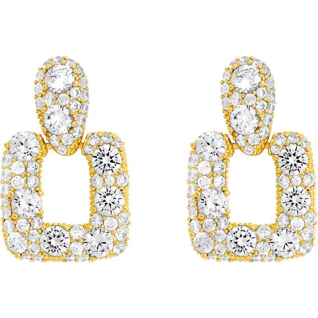 Jon Richard Gold Plated And Pave Door Knocker Drop Earrings - One Size