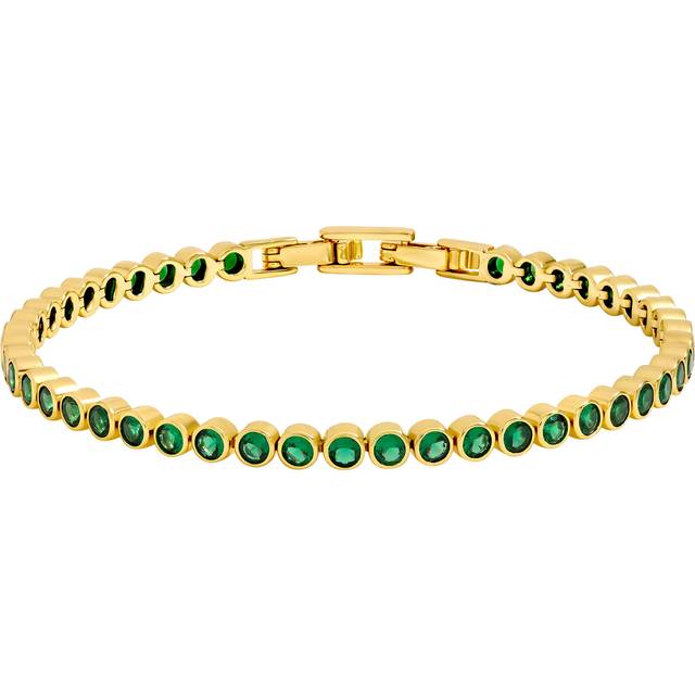 Jon Richard 14K Gold Plated And Emerald Cubic Zirconia Tennis Bracelet - Gift Box - One Size