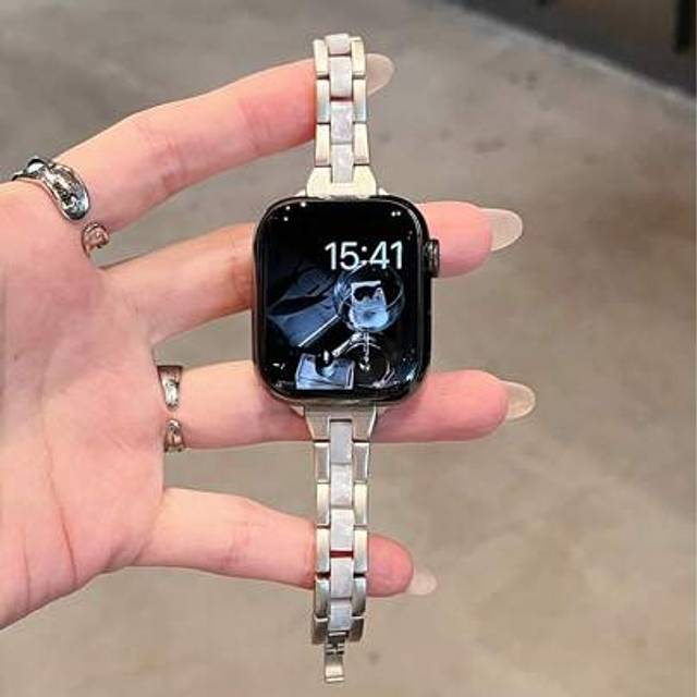 SHEIN 1pc Women Luxury Small Waist Metal Resin Strap Compatible With Apple Watch Band 44mm 40mm 42mm 46mm 38mm 49mm 41mm 45mm Elegant Compatible With IWatch