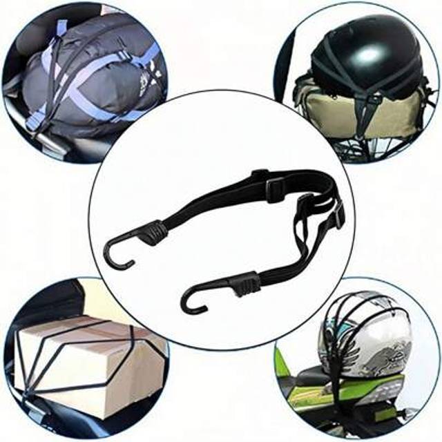 SHEIN High Elastic Motorcycle/Electric Vehicle/Bicycle Luggage Tie Down Strap, Helmet Fixing Rope, Non-Slip Dual Hook With Multi-Strand Elastic String, Adju