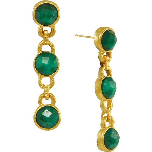 Ottoman Hands Ela Emerald Drop Earrings, Gold