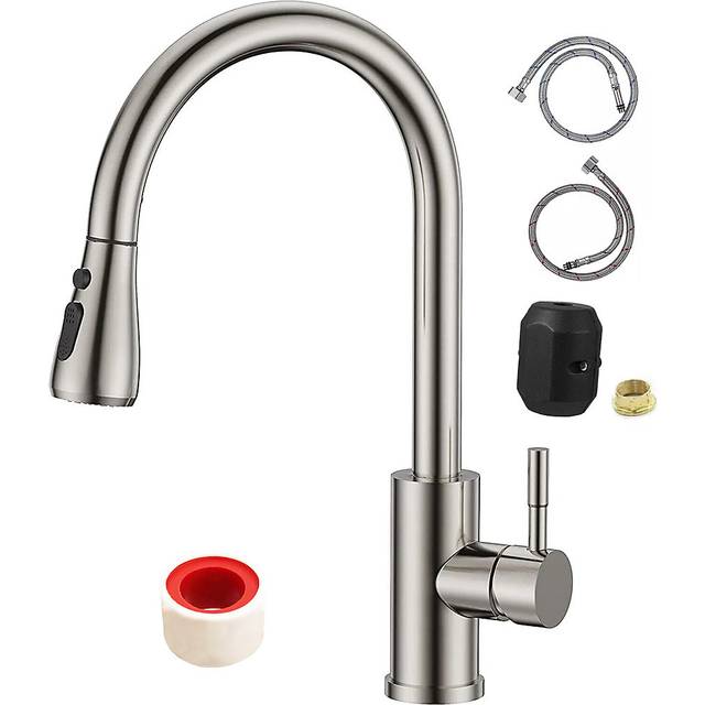 Modern Kitchen Mixer Tap with Pull Out Spray Spout & Single Lever - Chrome