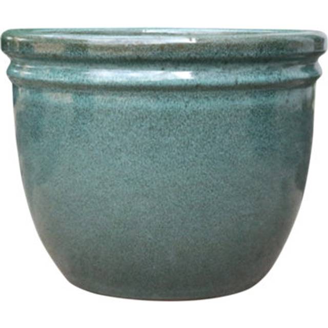 Verve Moss Green Clay Glazed Plant Pot (Dia) 36Cm, (H)27Cm, 17L - One Size
