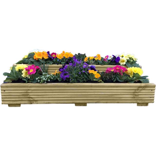 Ruby UK Ruby 2 Tier Wooden Planter Ruby Multi-Level Garden Plant Box For Flowers & Strawberries 0.6M Long X 0.8M Wide X 1 Board High - One Size