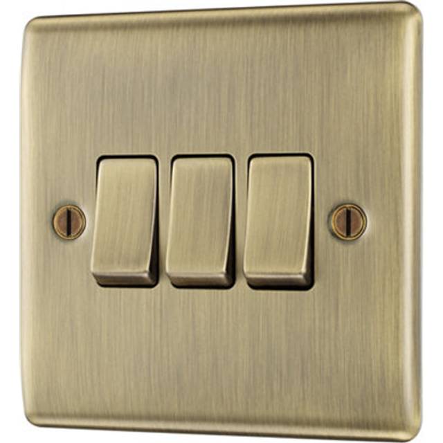 Bg Antique Brass 20A 2 Way 3 Gang Light Switch - One Size
