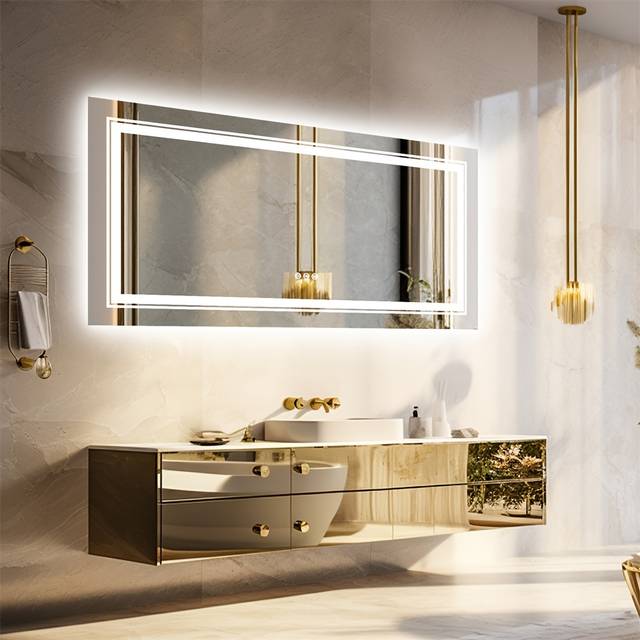 TEMU 120x60cm Large Led Bathroom Mirror Backlit And Front Lighted Vanity Mirror Wall Mounted, , Dimmable, Memory Function, 3 Colors Led