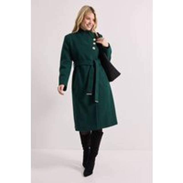 Dorothy Perkins Funnel Neck Belted Coat In Green - green - 8
