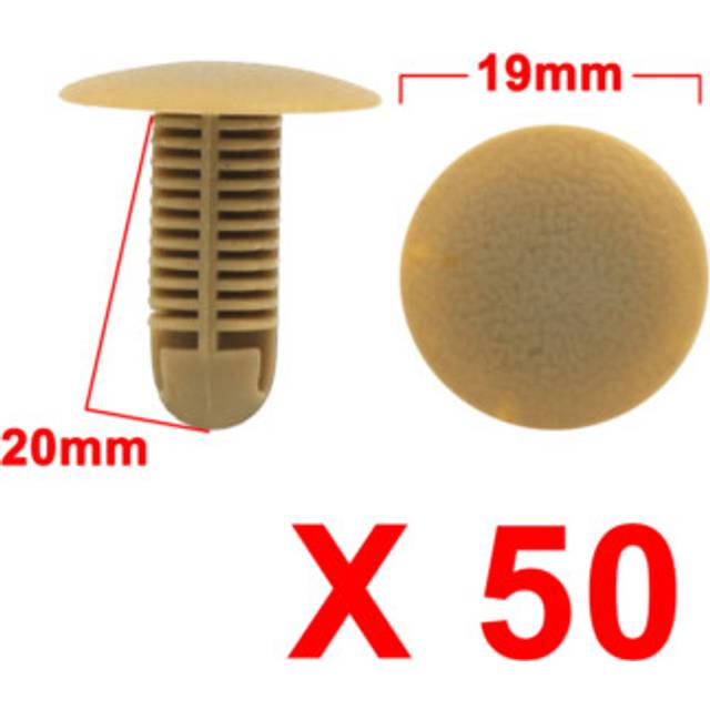 50pcs Beige Car Trim Door Panel Retainer Clips Rivet Fastener 8mm X 8mm Hole
