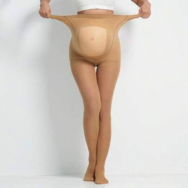 SHEIN One-Pair Pack Maternity Plus-Size Tights, High-Waist Comfortable Breathable Maternity Tights With Transparent Abdomen Design, Slim-Fit Leggings, Fall