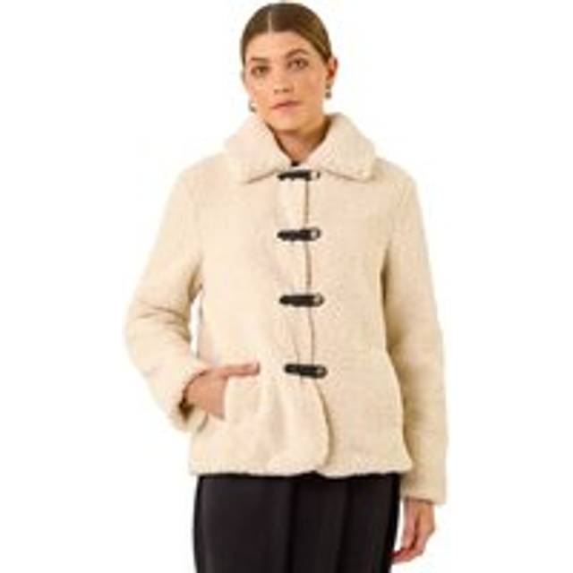 Roman Textured Borg Collared Jacket In Cream - 14
