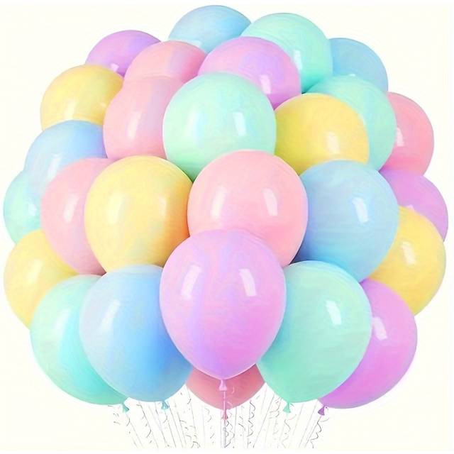 TEMU 100pcs 5 Inch Pastel Rainbow Mini Balloons For Wedding & Party Decor Supplies, Christmas Decorations, Navidad Decoración