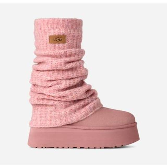UGG® Classic Mini Dipper Legwarmer Boot in Pink, Size 3, Knit/Polyester/Wool - Pink Dawn