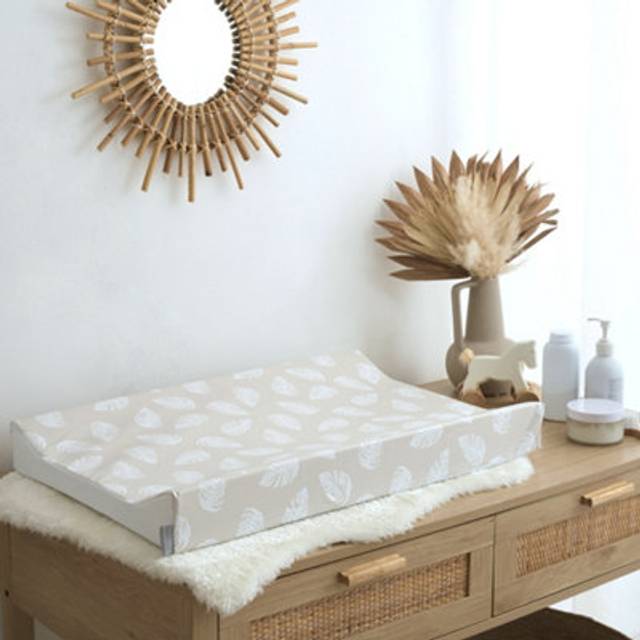 The Tiny Bed Company Anti-Roll Changing Mat - Palm Bay (Greige) - One Size