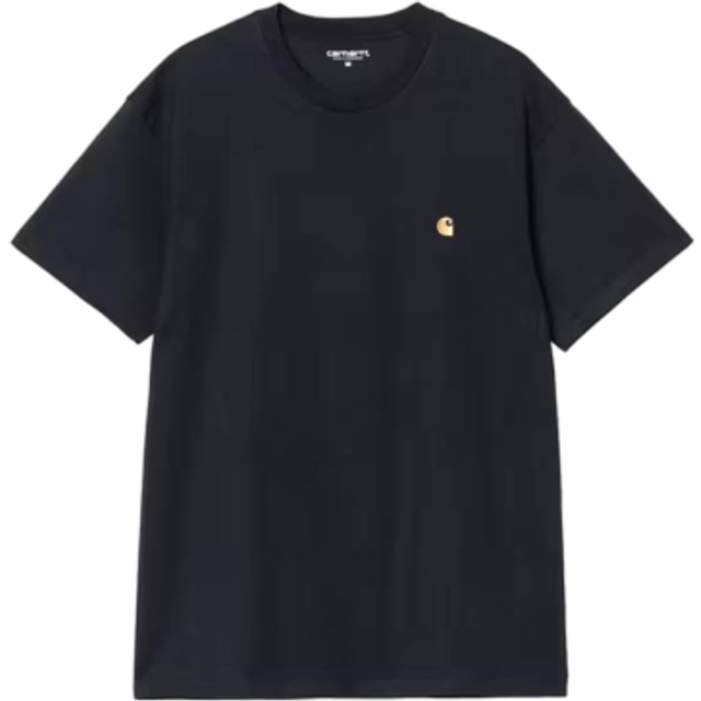Men's CARHARTT CHASE T-SHIRT DARK NAVY/GOLD - Black - Size: 38