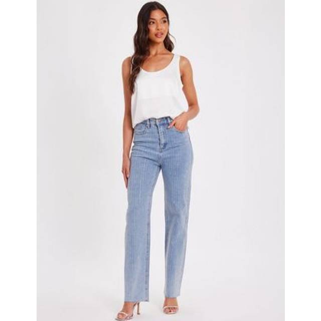 Quiz Dark Indigo Denim Diamante Stripe Jeans - 6