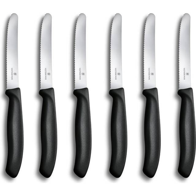 Victorinox Tomato + Table knife set 11cm serrated blade - Black - 6 knife set