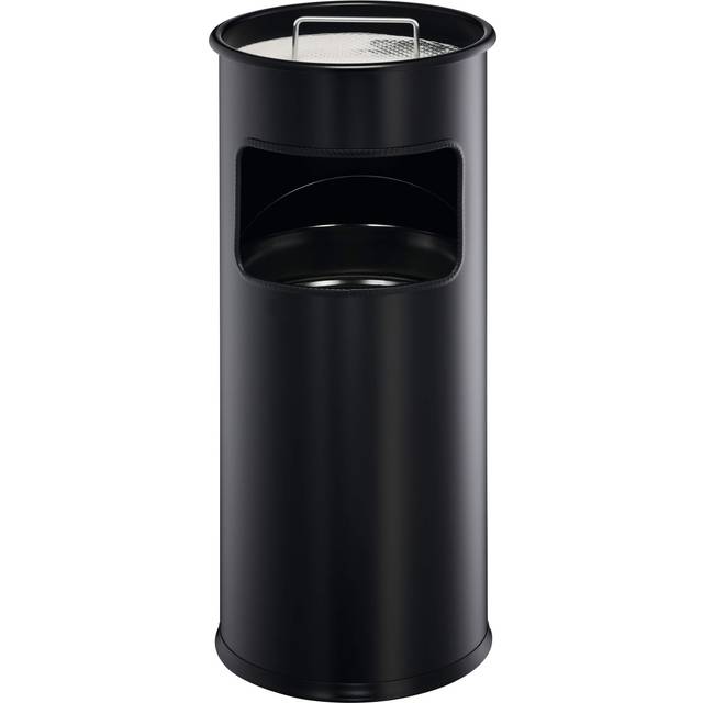 Papperskorg med askkopp Durable, svart metall, 17 liter (630x250mm)
