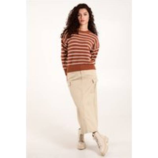 Blue Vanilla Brown Textured Stripe Jumper - S/M