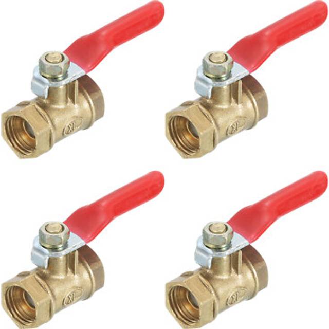 4pcs Brass Water Ball Valve Shut Off Switch, G1/4 Female X G1/4 Female