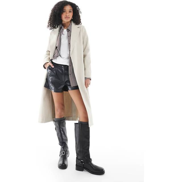 New Look Women's Cream Unlined Longline Belted Coat - UK 10