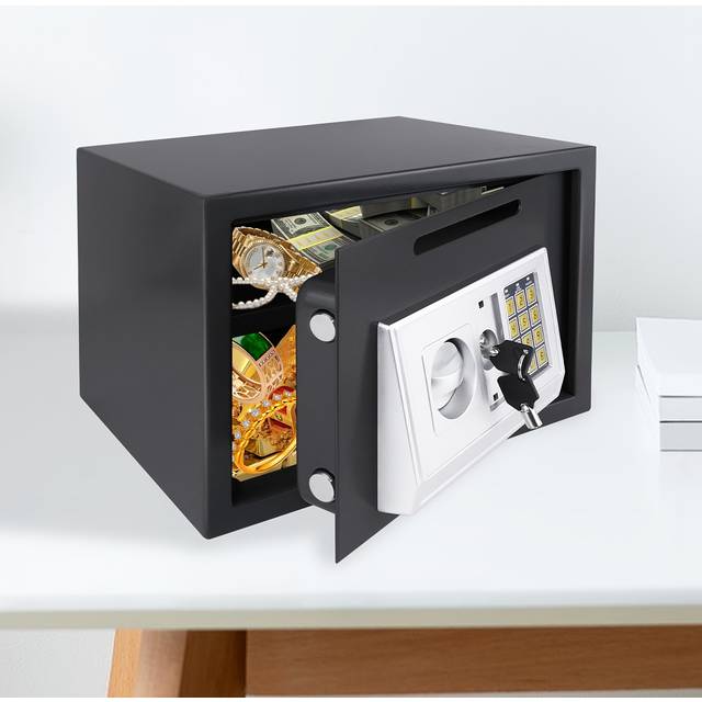 TEMU Large 16l Safe Box For Money Jewelry Documents , Fireproof , Wall & Floor Mounted Digital Keypad Safe Electronic Cabinet With Removable Shelf & Key For