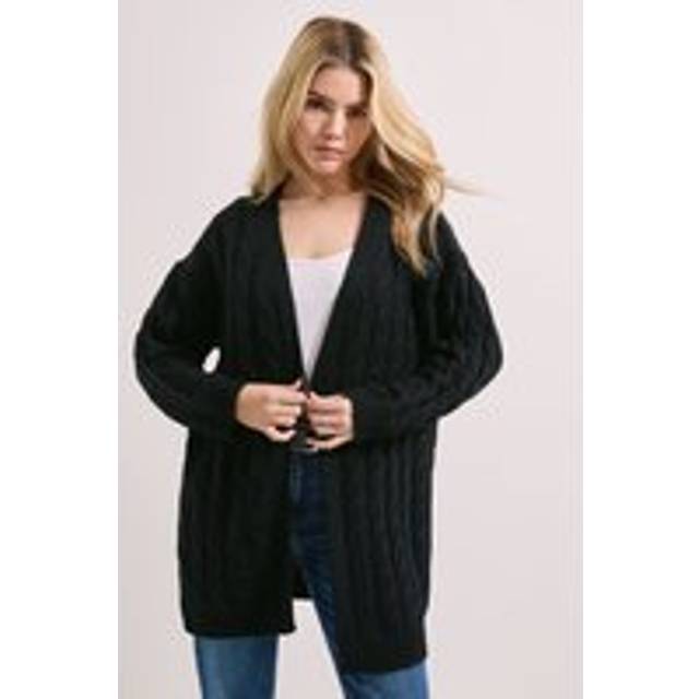 Dorothy Perkins Chunky Longline Multi Cable Cardigan In Black - black