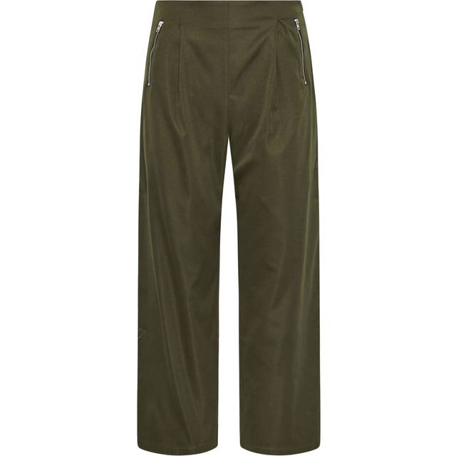 Pixiegirl Petite Women's Khaki Green Zip Pleated Trousers Size 12