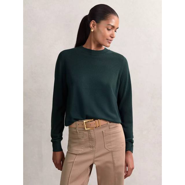 Reiss Hester Crew Neck Pure Wool Jumper, Green