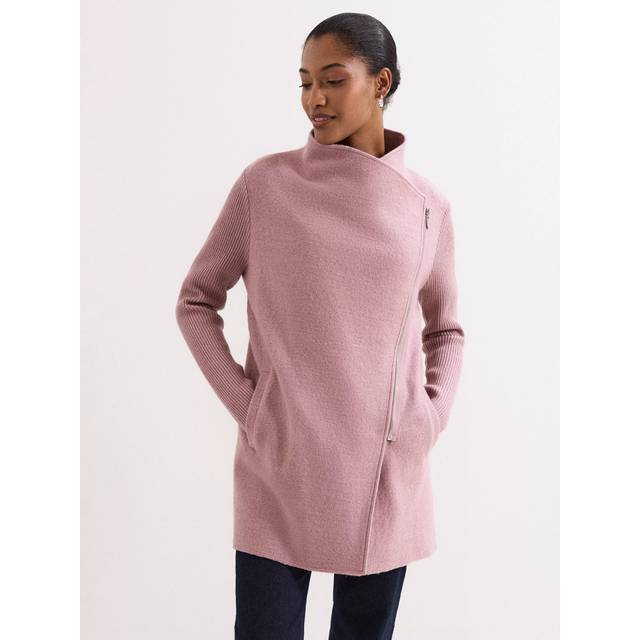 Phase Eight Byanca Longline Zip Coat, Pale Pink