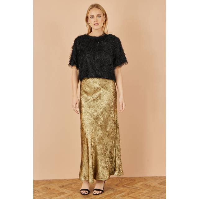 Yumi Gold Satin Midi Skirt - 16