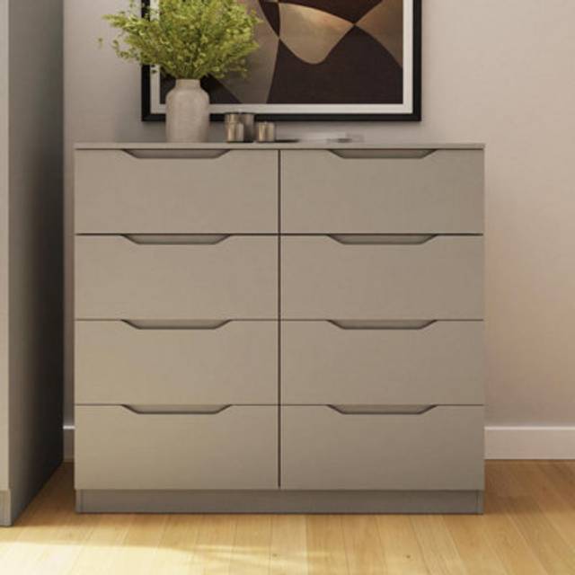 Fwstyle Luno Putty 8 Drawer Modern Wide Chest Of Drawers In Beige - One Size