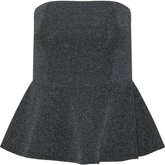 Pixiegirl Petite Black Sparkle Peplum Bandeau Top 10 Pixiegirl | Petite Women's Crop Tops