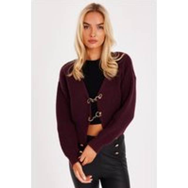 Quiz Burgundy Chain Detail Cardigan - S