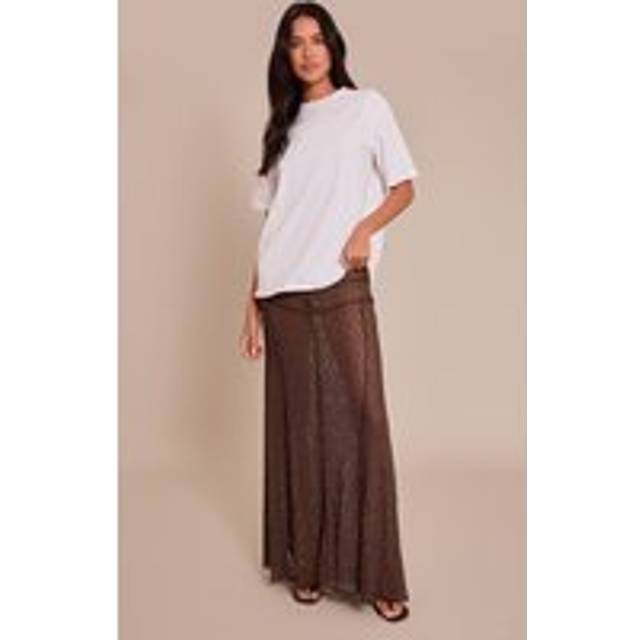 Chocolate Lace Seam Detail Maxi Skirt - 6