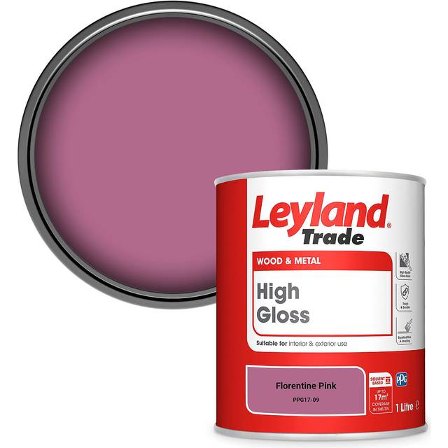 Leyland Trade Wood & Metal High Gloss Paint Florentine Pink (Ppg17-09) 1L - One Size
