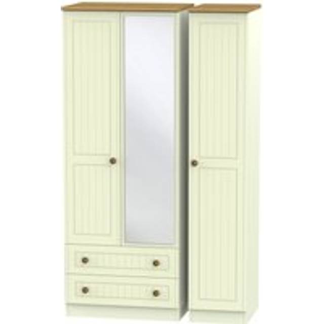 Ready Assembled 2 U Lancaster Triple Mirror Wardrobe with 2 Drawers (Ready Assembled) in Cream