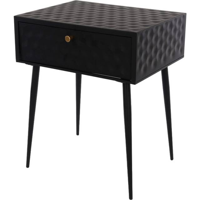 Core Products Options Saturn Metal 1 Drawer Bedside Cabinet Black With Gold Handle, Black